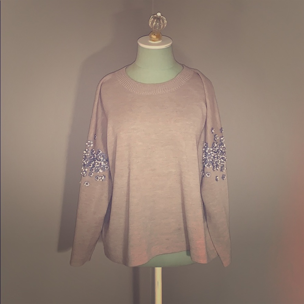 j crew Sweater with sleeve embellishments